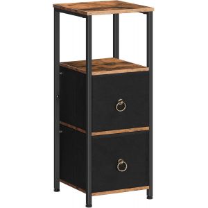 SUBZONAL-Meuble de Salle de Bain, Meuble de Rangement, Commode avec Compartiment Ouvert, Placard d&iquest;Angle, 2 Tiroirs en Tissu, Style Industriel, Marron Rustique et Noir EBF87CW01 - Neuf