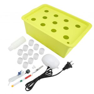 HJLIAN Systeme hydroponique 11 trous pour culture de plantes et fleurs, boite de culture sans sol, 110 V (vert, prise americaine) - Neuf