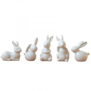 Mini mignon simple en céramique blanche salon chambre bureau animal lapin en céramique - Neuf
