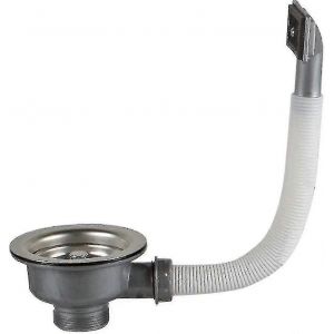 Panier de crépine d'évier de cuisine en acier inoxydable avec trop-plein rectangulaire,ensemble de drain de vidange d'égout de 114 mm - Neuf