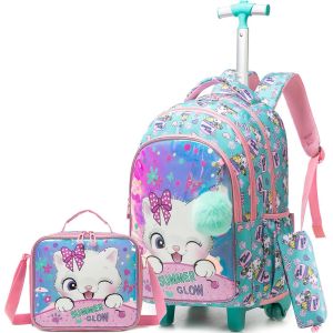 KALANKA-Cartable a Roulette Fille, Sac Dos roulettes pour Filles Primaire Scolaire Cartable Roulette Fille CP,CE1,CE2 - Neuf