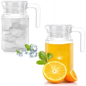 Cmws-2pcs Carafes En Verre 500 Ml Avec Couvercle &iquest; Pichet Transparent Avec Bec Verseur Et Poign&eacute;e, Id&eacute;al Pour R&eacute;frig&eacute;rateur, Eau Chaude/Froide, Th&eacute; Glac&eacute;, Lait, Jus Ou Caf&eacute; - Neuf
