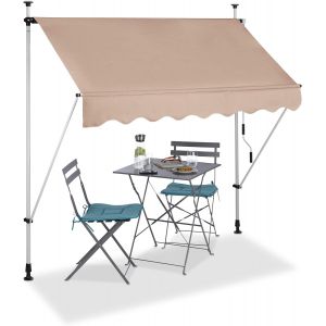 Ulteronixshop-Beige Auvent R&eacute;tractable 200 Cm Store Manuel Balcon Marquise Soleil Terrasse Hauteur R&eacute;glable Sans Per&ccedil;age, 200 X 120 Cm - Neuf