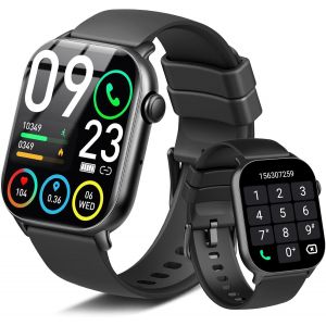 Montre Connectée Homme Femme, 1.96""Hd Smartwatch Avec Appel Bluetooth, Montre Podometre/Moniteur Sommeil/Fréquence Cardiaque, 110+ Sportifs Montre Sport Etanche Ip68, Smart Watch Pour Android Ios Noi - Neuf