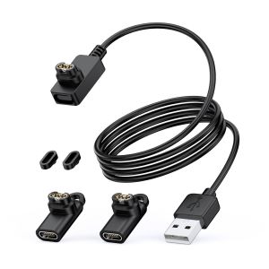 Letnerny-Cable Pour Montre Garmin Fenix 7 7s 7x 6 6s 6x 5 5s 5x Vivoactive 3 4 4s 5 Forerunner 45 245 945 255 Venu 2 2s Approach Instinct, Chargeur Garmin Avec 2 Adaptateurs Type C Et 2 Bouchons Anti - Neuf