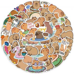 Autocollants Capybara 50pcs Mignon Scrapbooking Autocollants Esthétique Rétro Journaling Fournitures Kit,Autocollants En Vinyle Imperméable Pour Planner Scrapbook Papier Ordinateur Portable - Neuf