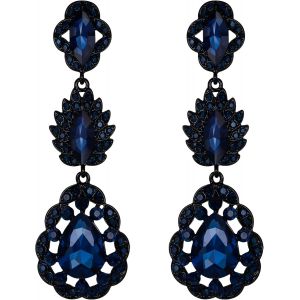 Kal-Boucles D'oreilles Marquise Feuille Larme Mariée Bijoux De Mariage Cristal Autrichien Art Déco Pour Bal - Neuf