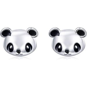 Chenquansarl-Jolies Boucles D'oreilles À Tige En Argent Sterling En Forme De Panda Pour Femmes Et Petites Filles - Animaux Mignons - Boucles D'oreilles De Mariage Hypoallergéniques - Cadeaux D'annive - Neuf
