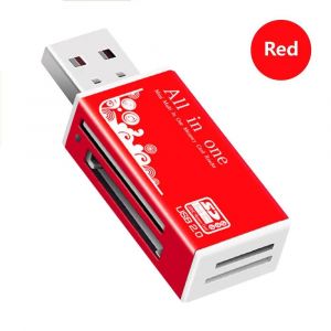 Lecteur de carte tout-en-un USB 2.0,adaptateur de lecteur de carte SD,prise en charge TF SD Mini SD SDHC MMC MS--Red - Neuf