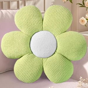 CAUC-Coussin floral vert - 40 cm - Motif floral - Coussin esth&eacute;tique - Coussin de sol en peluche douce et moelleux - P&eacute;tales de fleurs et marguerites - Pour maison, canap&eacute;, voiture, lit, chambre d'en - Neuf