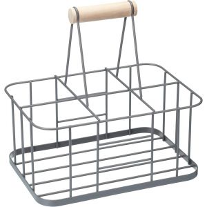 Mevronisshop-Living Nostalgia Wire Metal Milk Crate/Bottle Carrier, 29 X 20 X 13 Cm - Grey - Neuf