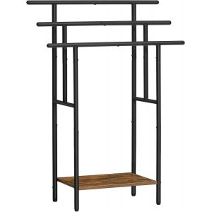 SUBZONAL-Porte-Serviettes autoportant &agrave; 3 Niveaux pour Salle de Bain, avec &eacute;tag&egrave;res, s&eacute;chage surdimensionn&eacute; pour Serviettes de Bain et pr&eacute;sentoir, Noir et Marron Rustique EBF50LB01 - Neuf