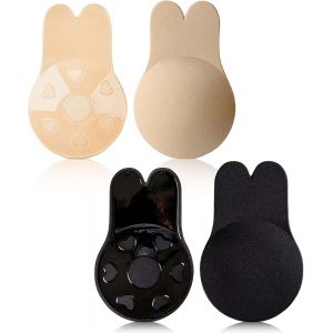2 Pairs Nipple Covers Adhesive Invisible Breast Covers With Rabbit Ears Adhesive Strapless Bra Reusable For Women.[F355] - Neuf