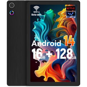 CHECARZHN--NO1-Tablettes Android 14, Tablette 10,4 Pouces, 16Go De Ram, 128Go De Rom (Tf 1To) Avec Processeur Octa-Core | Widevine L1 | Bt5.3 | Wi-Fi 6 | Tablette Face Id 2025-Noir - Neuf