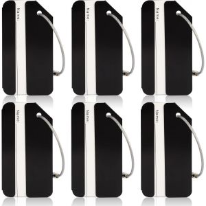(Noir) Lot De 6 Étiquettes De Voyage En Métal Pour Valises, Étiquettes De Valise Étanches Pour Bagages De Voyage, Étiquettes De Bagages Avec Carte D'identité Pour La Famille Et Les Amis - Neuf