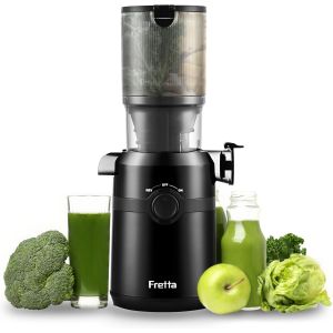 NouvelHorizonstore-Extracteur de Jus, Extracteur de Jus de Fruits et L&eacute;gumes Entiers, Grande Ouverture de 108mm Slow Juicer, 1L Capacit&eacute;, Pression &agrave; Froid, Facile &agrave; Nettoyer, Sans BPA, 200W(Noir) - Neuf