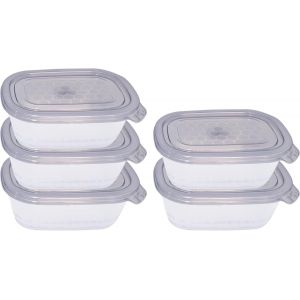 Sjzg-Boite Rangement Plastique - (5 Bo&icirc;te+5 Couvercle) Reutilisable Herm&eacute;tiques Alimentaire De En Conservation Bo&icirc;tes Avec Couvercle, Transparente, Micro Ondes, Cong&eacute;lateur S&ucirc;r, Sans Bpa - Neuf