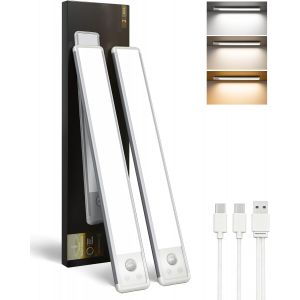 Subzonal-Lampe De Placard, Eclairage Led Rechargeable Interieur Placard, Sans Fi, Dimmable Lampe Led Detecteur Mouvement, Lumi&egrave;re Led Pour Armoire Placard Escalier Cuisine (30cm-2 Pi&egrave;ce-3 Temp&eacute;rature - Neuf