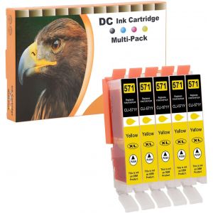 5X Jaune Cartouches d'encre Compatibles pour Canon Pixma CLI-571Y XL pour Canon PIXMA MG5750 MG5751 MG5752 MG5753 MG6850 MG6852 MG7750 MG7751 TS5050 TS5051 TS5053 TS5055 TS6050 TS6051 TS6052 - Neuf