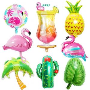 Ballons de Flamant,8 Pièces Ballons en Aluminium Tropicaux,Flamant Ananas Balloons,Décoration Fête Hawaii,pour Anniversaire Femme Fille Mariage Plage Été Thème Décor - Neuf