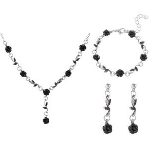Meimie-Femmemariage Parure Ensemble De Bijoux Des Roses Collier Bracelet Boucles D'oreilles Pendantes Ajustable Vintage Jewellery Setmariage Cadeau Anniversaire Femme - Neuf