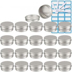 30 Pièces 100ml Pots En Aluminium Vide Rond Argent Petit Cosmétiques Pot Conteneurs For Fait Main Bougies Crème Baume Voyage, 5x Spatule, 2x Étiquettes - Neuf