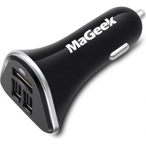 6.8a/34w 3-Port Chargeur De Voiture Avec Unicharge Technology Pour Iphone 7/7 Plus,6/6 Plus,Ipad Air 2/Mini 3,Samsung Galaxy S6/S6 Edge Et Gps (Noir) - Neuf