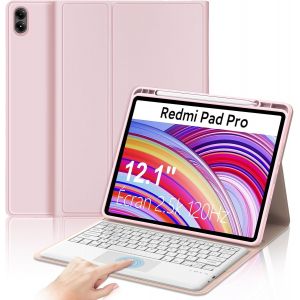 Clavier Redmi Pad Pro 12.1 2024/Xiaomi Poco Pad 2024, Clavier Avec Pavé Tactile, Clavier Azerty Sans Fil Bluetooth Amovible Pour Xiaomi Redmi Pad Pro 12.1 2024, Rose - Neuf