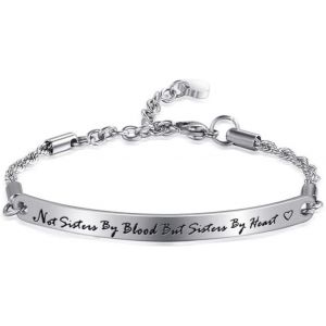 Bracelet Réglable Avec Inscription « Not Sister By Blood But Sister By Heart » Pour Meilleure Amie, Adjustable, Acier Inoxydable, Pas De Gemme - Neuf
