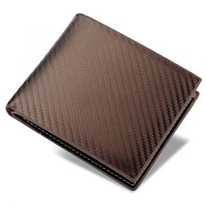 Un nouveau portefeuille marron en fibre de carbone, porte-cartes pour homme 12 cm × 10 cm × 1,5 cm avec fermeture éclair intégrée, portefeuille horizontal pour homme européen et américain - Neuf
