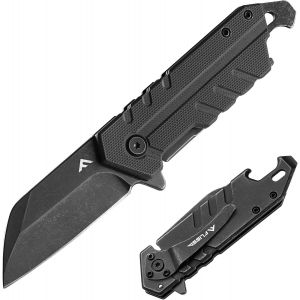 Couteau De Poche Multifonction,Couteau Pliant Avec Manche En G10,Ouvre-Bouteille,Clip De Ceinture,Idéal Pour Camping,Randonnée,Voyage,Alpinisme,Noir - Neuf