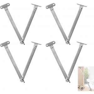 4 Pcs Charnière de Soutien en Acier Inoxydable Charnières à Rabat Pliante Support Charnière de Porte Réglable Cabinet Armoire 232mm pour Meuble Porte Ascenseur Placard Fenêtre(Argent) - Neuf