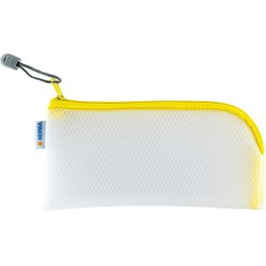 MAA-20005 Pochette zippée étui de voyage (23 x 11 cm) petite pochette transparente à fermeture zip pour portable, câble de chargement, produits cosmétiques, crayons, clés, trousse de toilette, jaune - Neuf