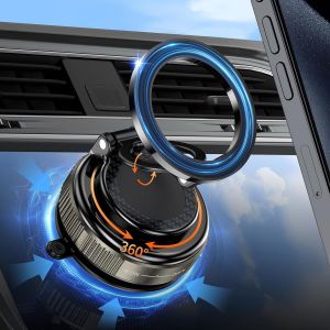 Support Telephone Voiture Magnetiqu Ventouse - Porte T&eacute;l&eacute;phone Voiture Pour Magsafe [Rotatif &Agrave; 360 Pliable] - Avec Aimants Puissants [24xn55], Pour Iphone/Android/Miroir/Voiture[Ppj00285] - Neuf