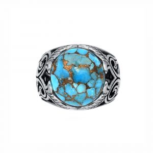 Bague Homme Argent Turquoise Jungle - Neuf