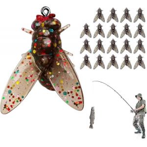 Lot De 20 Leurres Biomimetiques Pour La Peche A La Mouche, Pour Eau Salee Et Eau Douce, Avec Hamecons Et Leurres Pour Panfish - Neuf