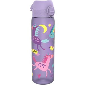 Gourde, 500ml, Anti-Fuite, Facile À Ouvrir, Verrouillage Sécurisé, Lavable En Lave-Vaisselle, Sans Bpa, Poignée De Transport, S'adapte Aux Porte-Gobelets, Facile À Nettoyer, Motif Violet Licorne - Neuf