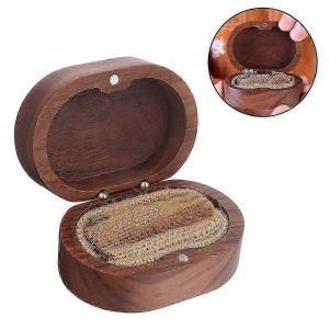 Bo&icirc;te &Agrave; Bagues De Mariage Avec Porteur D'anneau En Bois R&eacute;tro Magn&eacute;tique Porte-Bague Vintage En Bois Rustique Bo&icirc;te De Rangement De Bijoux En Noyer Porte-Cadeau Pour La Demande De Mariage En - Neuf