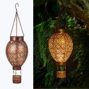 Lanterne Solaire Pour Extérieur, Lanterne Solaire En Métal Led Pour Extérieur À Suspendre Avec Étanchéité Ip65, Lanterne Solaire De Décoration De Jardin Pour Jardin, Balcon, Terrasse - Neuf