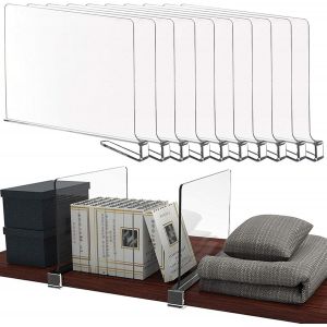 Asfasfq-10 Pièces Separateur Etagere Acrylique,Organisateur Armoire Vetement,30 X 20 Cm Transparent Séparateurs D'étagères En Acrylique-Separateur Vetement,Sacs,Serviettes,Livres - Neuf
