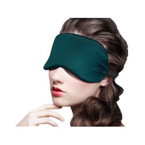 Masque de nuit en soie avec sangle ajustable et pochette anti-condensation - Vert - Neuf