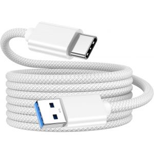 KALANKA-Cable USB vers USB C 1,5M, Charge Rapide 65W QC3.0, 10Gbps USB 3.2 c&acirc;ble de Transfert de donn&eacute;es, Cable Carplay USB C Nylon Tress&eacute; pour iPhone 17/16/15 Plus Pro Max,Samsung S24/S23/S22/S21,Xi - Neuf