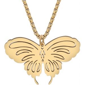 Kal-Délicat Collier Papillon En Acier Inoxydable Pendentif Plaqué Or 18k Bijoux D'été Cadeaux Pour Femmes Filles Enfants Charms - Neuf