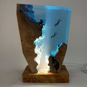 (6 X 4 Pouces) Veilleuse De Plongée Sous-Marine Exploration En Haute Mer Lampe En Bois Plongée Libre Cadeau Décoratif Unique Cadeau De Noël Cadeau D'anniversaire - Neuf