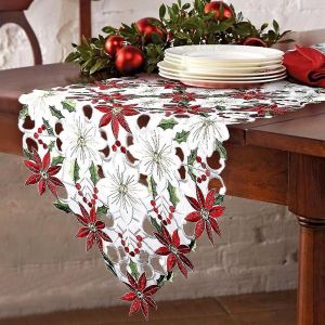 Chemin De Table Brodé De Noël,Chemin De Table De Luxe Pour Décorations De Noël,15 X 70 - Neuf