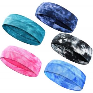 5 Pi&egrave;ces Tie Dye Bande De Cheveux, Bandeau &Eacute;lastique, Bandeau De Sport Pour Hommes Et Femmes, Bandeaux De Coton De Yoga, Color&eacute; Headband, Sport Entra&icirc;nement Bandeaux, Sport Bandeau - Neuf