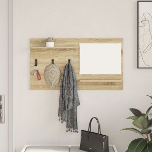 vidaXL Porte-manteau mural avec étagère avec stockage avec miroir Chêne Sonoma 90 x 10 x 50 cm - Neuf