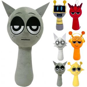 DDA-Spunky Peluche, Spunky Plushies, Sprunki Plush Toys, Sprunki Figurines Poupée, Sprunki Peluche Poupée, Sprunki Wenda Plush Toy, Jouet en Peluches Sprunki, Soft and Cute Plush Stuffed (Gris) - Neuf