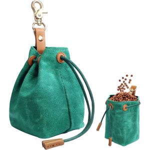 Sac De Nourriture Portable R&eacute;glable Avec Cordon De Serrage Et Boucle, Sac De Friandises, Petit Sac D'entra&icirc;nement Pour Animaux De Compagnie, Nourriture Pour Chien, Petit Sac En Tissu (Vert) - Neuf