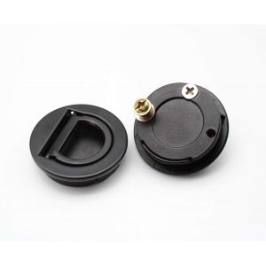 Poign&eacute;e de trappe plate 2 pi&egrave;ces en acier inoxydable 304, poign&eacute;e marine avec kit de montage, pour tiroirs, placards, bateau, meubles modernes, finition noire, dimensions 4x4x1 cm - Neuf